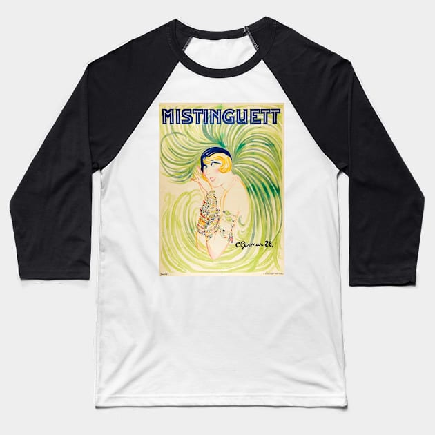 Mistinguett Baseball T-Shirt by WAITE-SMITH VINTAGE ART